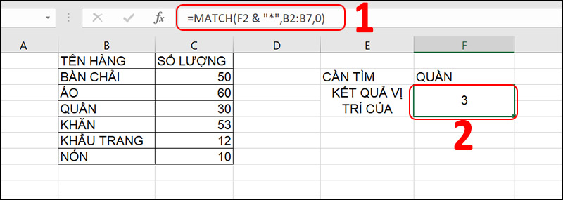 Hàm MATCH